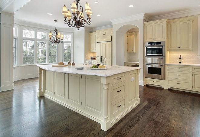 close-up of wood-look laminate flooring planks in Jacksonville Beach